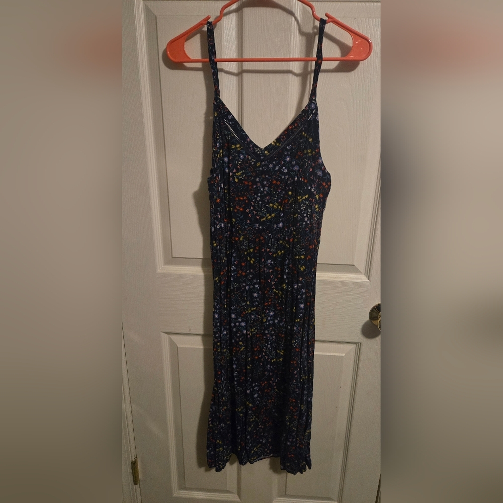 Old Navy Navy Blue Midi Floral Dress